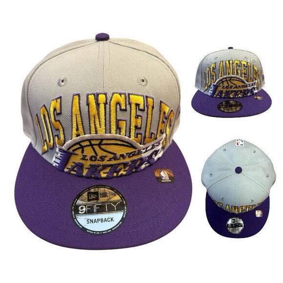 Los Angeles Lakers Big Logo New Era 9FIFTY NBA Tip Off Snapback Cap Hat - Picture 2 of 13